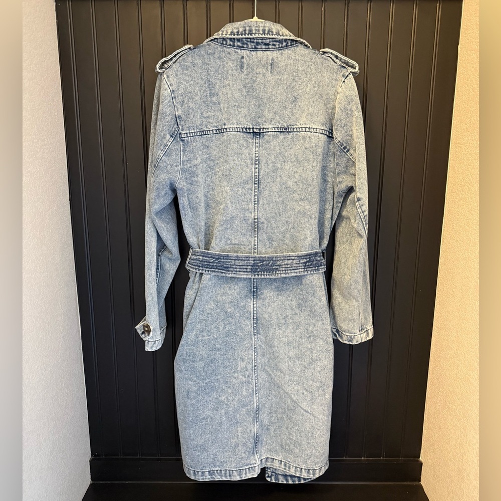 NWOT Free People Denim Trench Coat - Picture 5 of 9